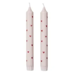 Amor kronelys hjerter 19 cm 2 stk soft pink/red