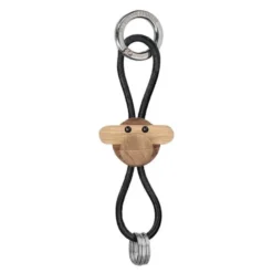 Ape nøkkelring 3 cm sølv/svart/teak/limba