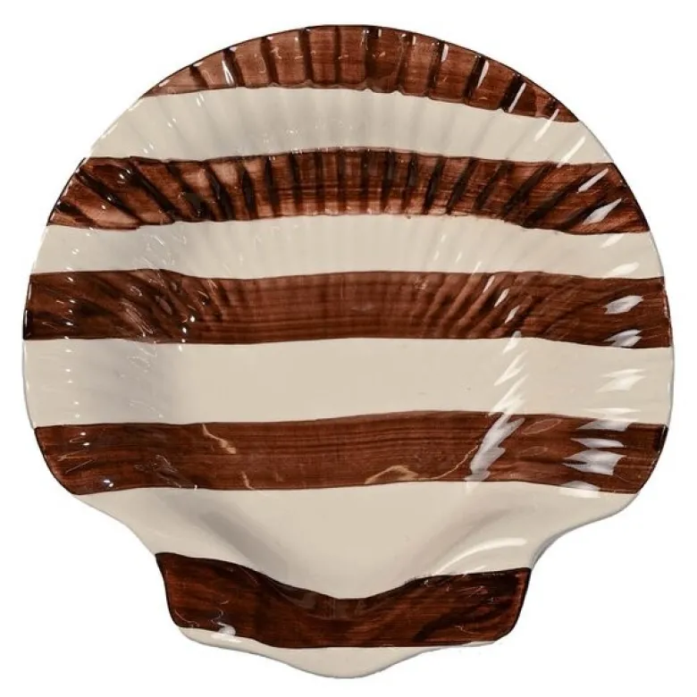 Armona serveringsfat 23,5 cm striper mørk brun/hvit