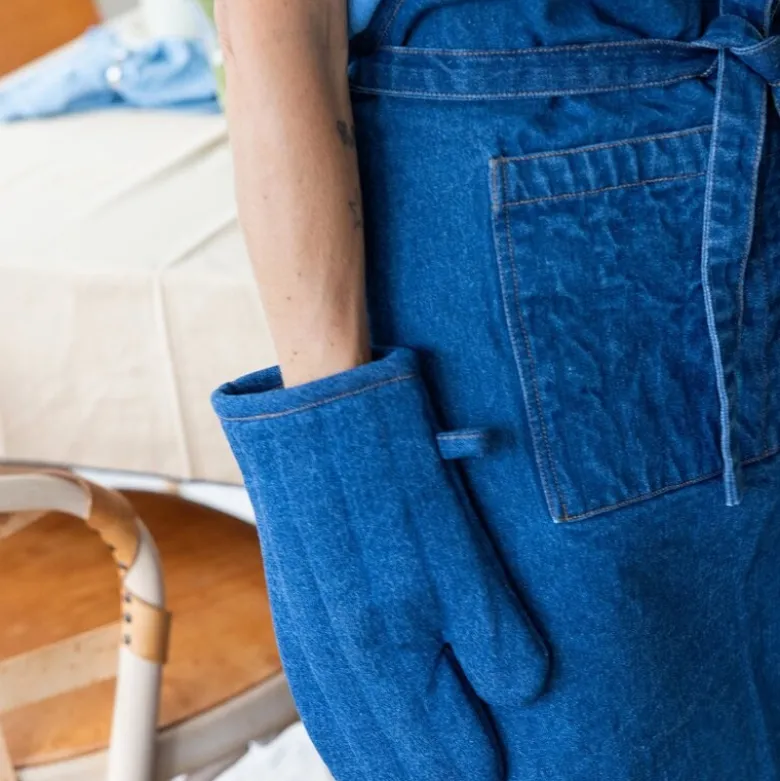 Aron denim forkle 90x70 cm blå