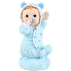 Baby med smokk 9 cm blå