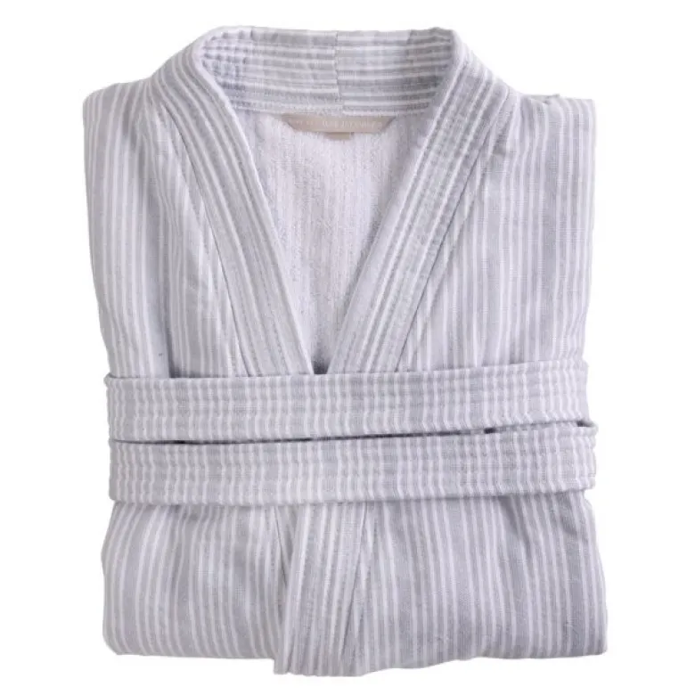 Bath Collection badekåpe L/XL powder blue stripes