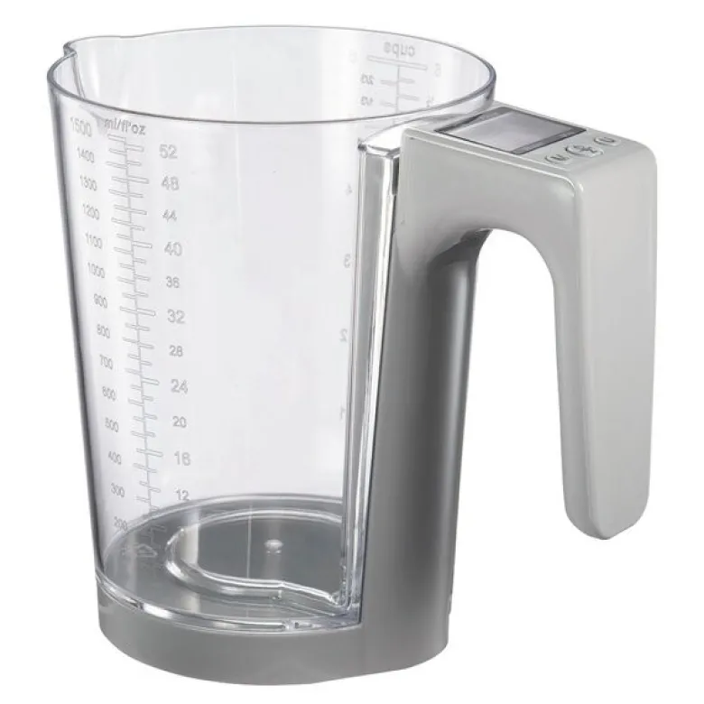 bAYk kjøkkenvekt/målebeger 5kg/1,5L klar/grå