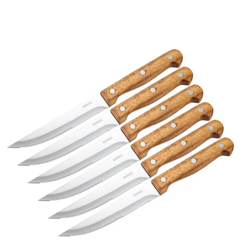 BBQ biffkniv 22,5 cm 6 stk stål/akasie