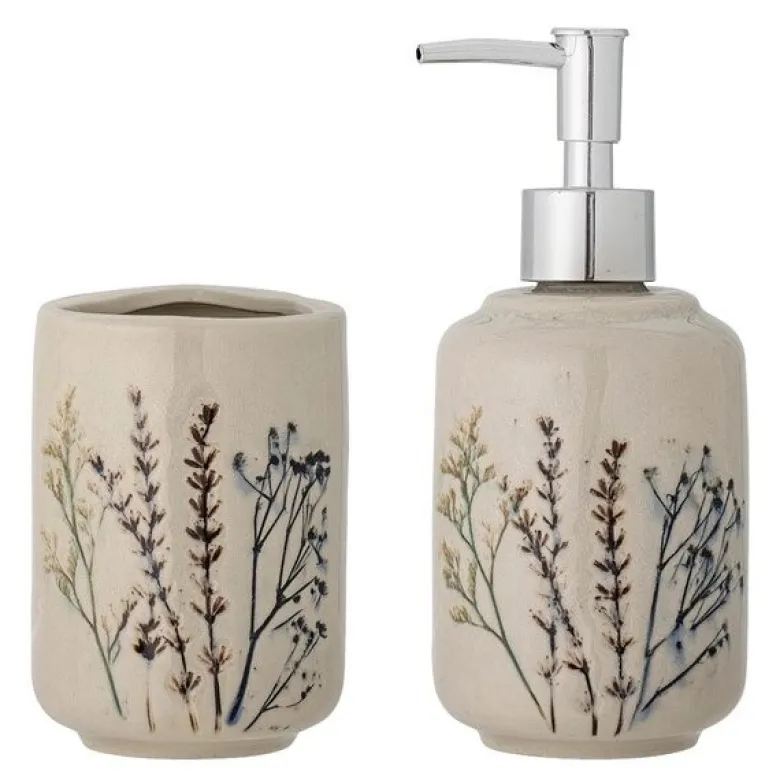Bea såpedispenser + holder 8 cm natur