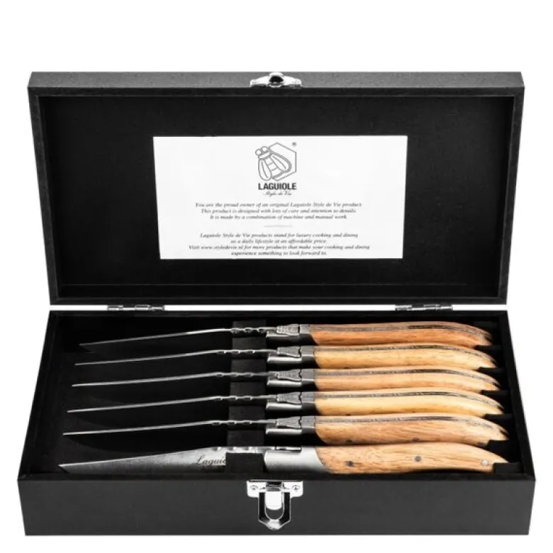 Biffkniver 6 stk oak stonewash