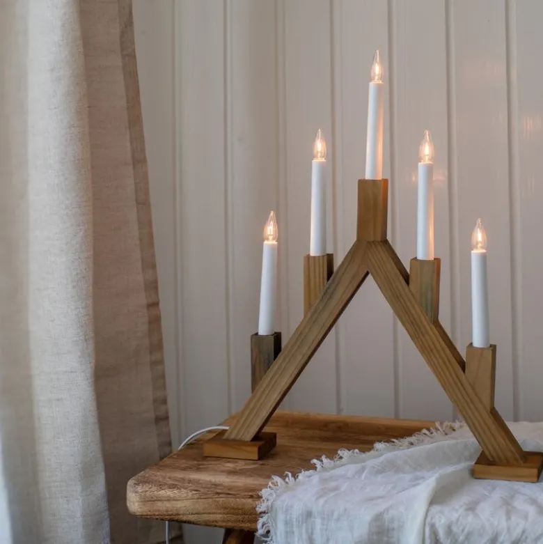 Bjurfors 5-armet adventsstake 47,5 cm beiset brun