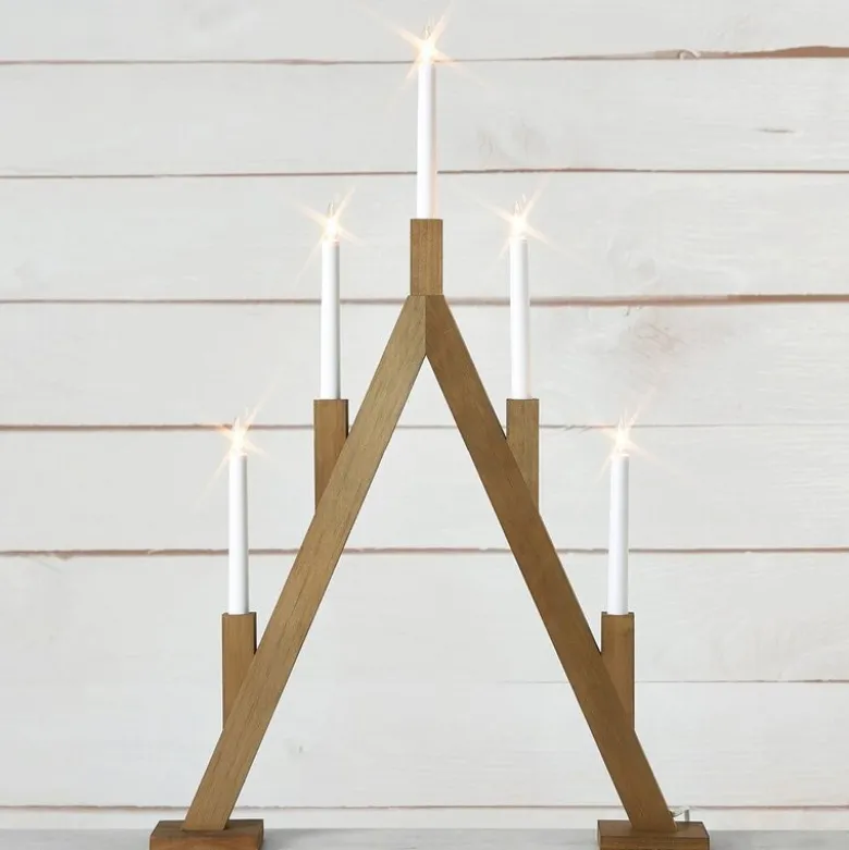 Bjurfors 5-armet adventsstake 76,5 cm beiset brun