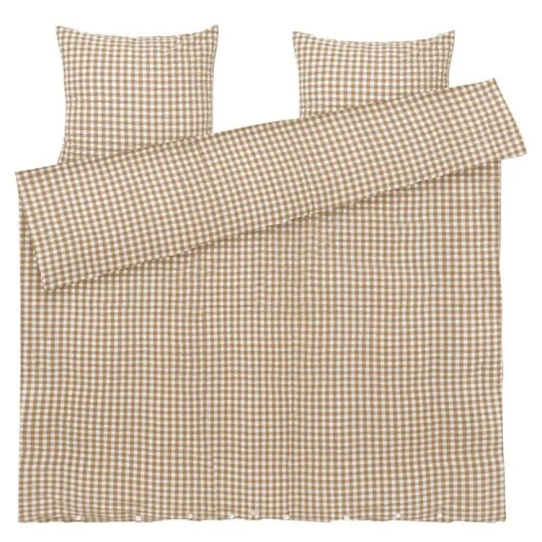 Bæk&Bølge krepp sengesett 220x220 cm karamell/offwhite