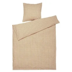 Bæk&Bølge krepp sengesett 150x210 cm karamell/offwhite