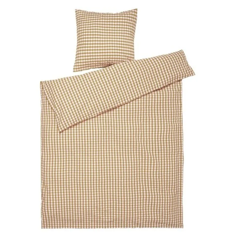 Bæk&Bølge krepp sengesett 140x200 cm karamell/offwhite