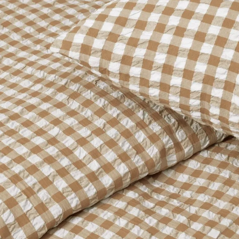 Bæk&Bølge krepp sengesett 140x220 cm karamell/offwhite