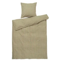 Bæk&Bølge krepp sengetøy 150x210 cm grønn/soft pink