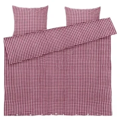 Bæk&Bølge krepp sengetøy 220x220 cm plomme/rosa