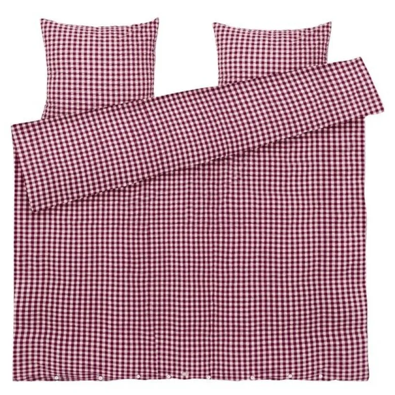 Bæk&Bølge krepp sengetøy 220x220 cm plomme/rosa