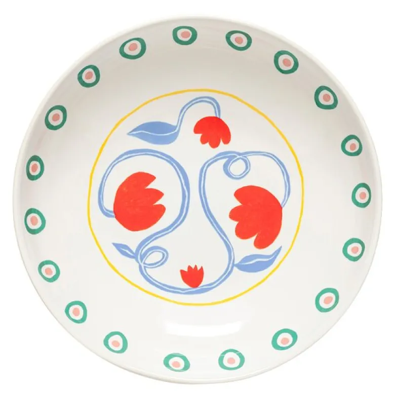 Bliss salat-/pastatallerken dyp 25 cm blomst multi