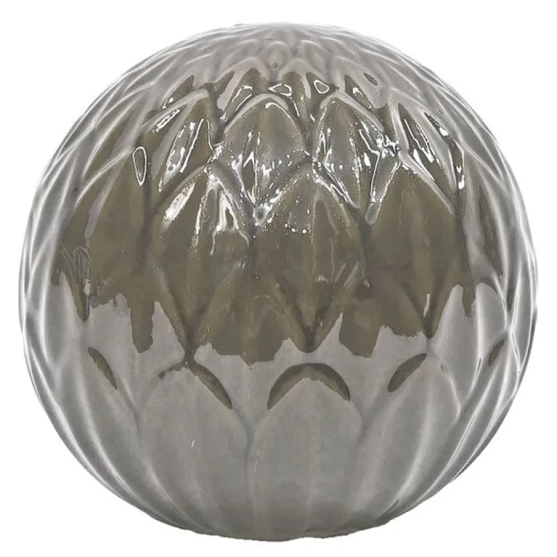 Blomma dekorball 15 cm grå