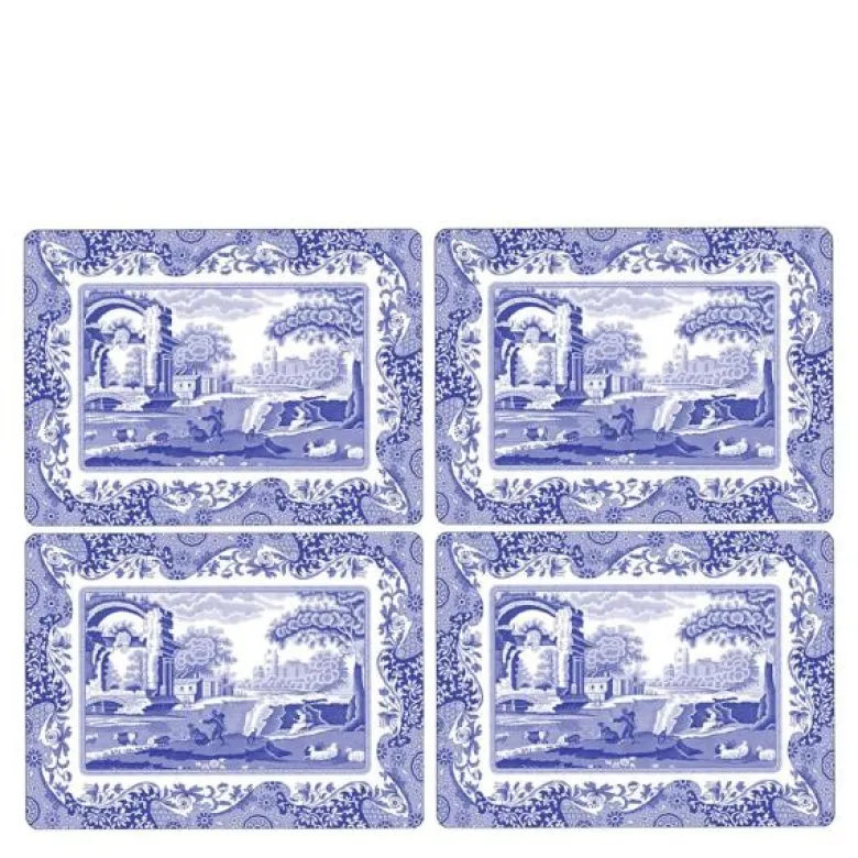 Blue Italian bordbrikke 4 stk blå/hvit