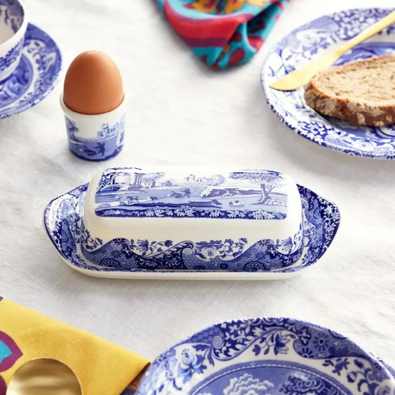 Blue Italian smørboks blå/hvit