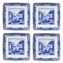Blue Italian tallerken firkantet 7,5 cm 4 stk blå/hvit