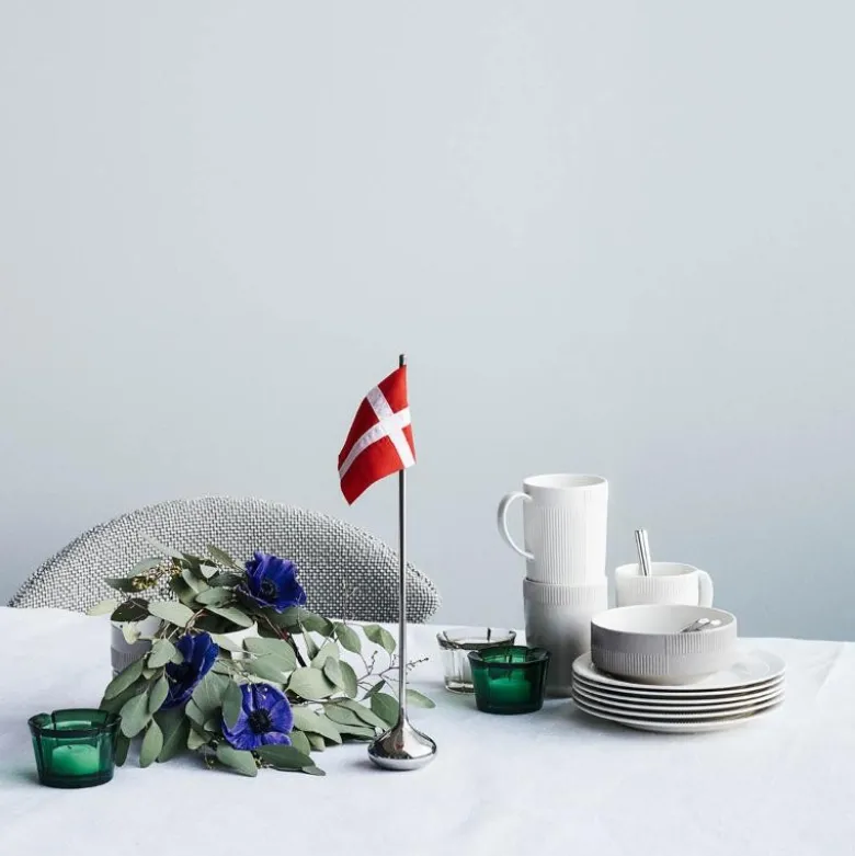 Bordflagg dansk H35 cm sølv