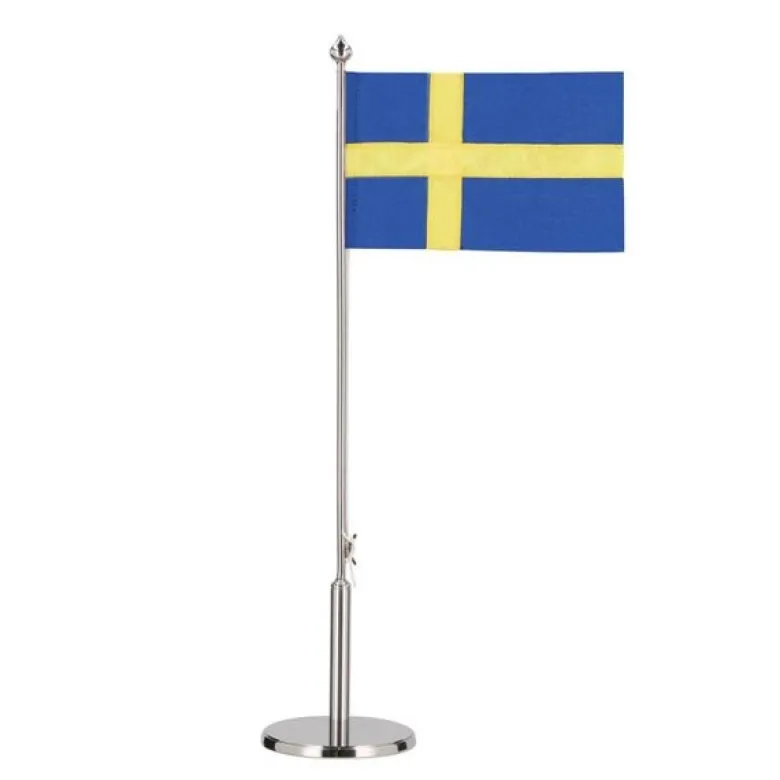 Bordflagg svenske flagget 40,5 cm blankt stål