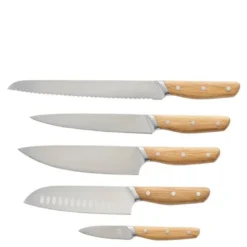 Bosco knivsett 5 deler stål/eik