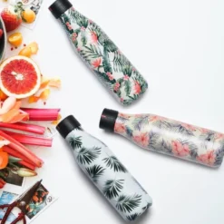 Bottle Up Design termoflaske 0,5L hvit/mørk grønn med blad
