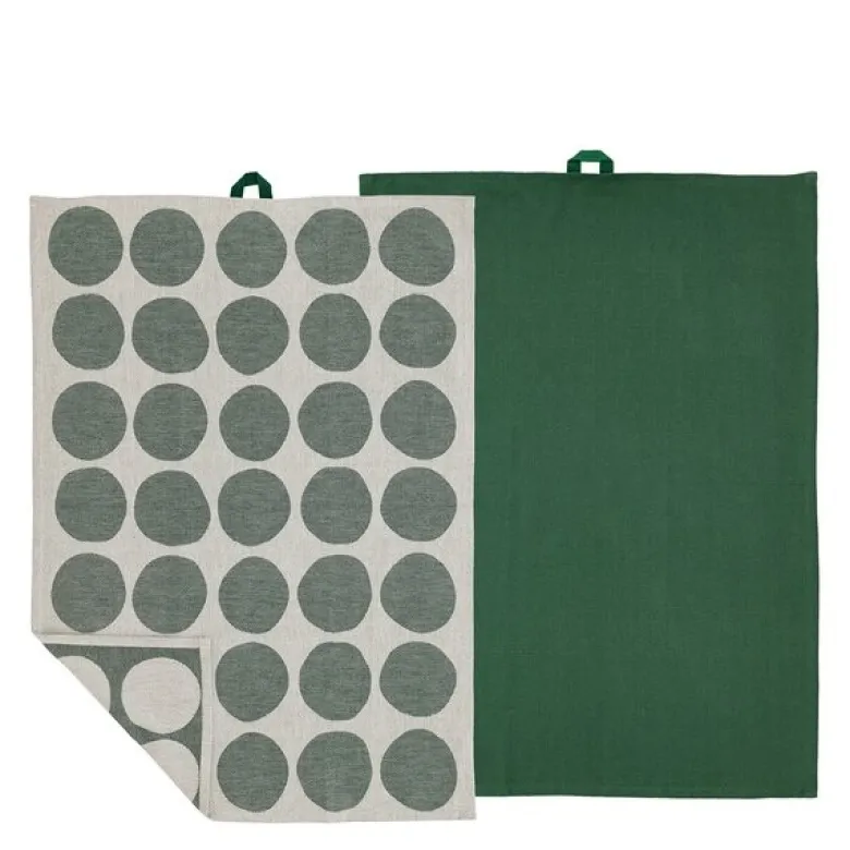 Bubbles kjøkkenhåndkle 50x70 cm 2 stk pine green