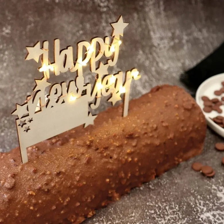 Cake Topper LED kakedekorasjon Happy New Year tre