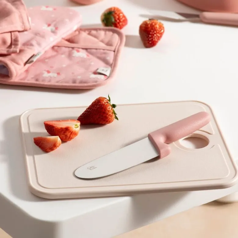 Chic Kids barnekniv 11 cm børstet stål/rosa