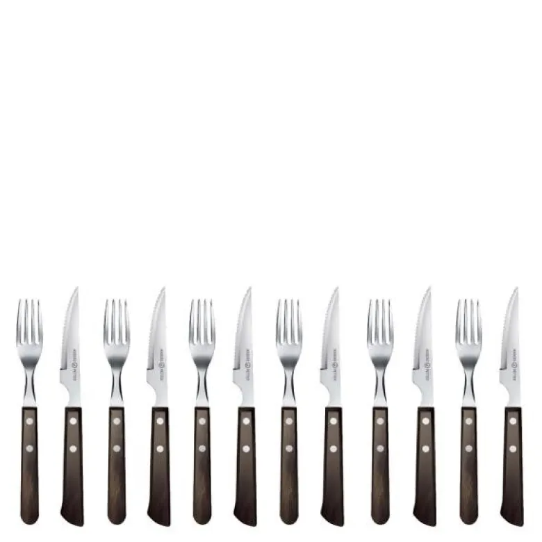 Classic biffbestikk 12 deler brun/blank