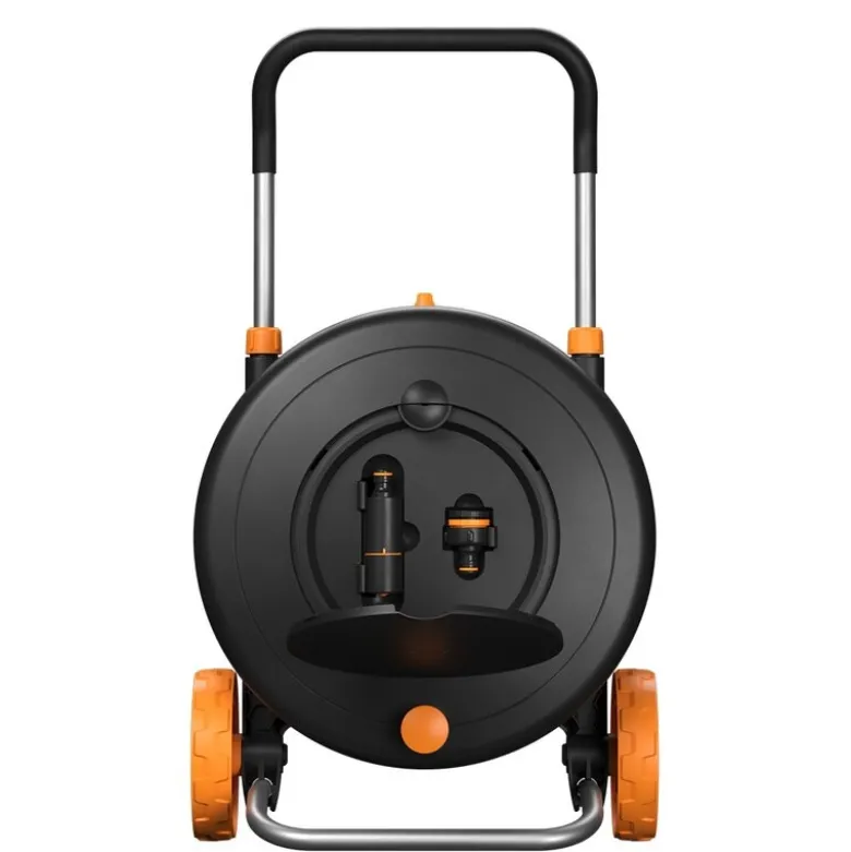 Comfort slangetrommel med slange 13mm 20m svart/oransje