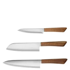 Concept knivsett 3 deler trehåndtak stål/brun