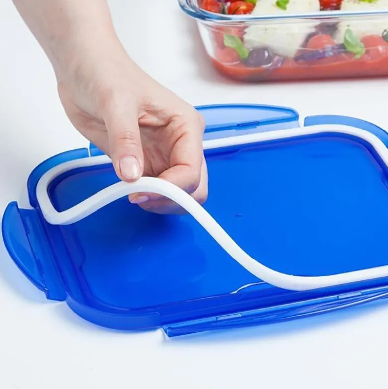Cook & Go matboks 24x18cm 1,9L klar/blå