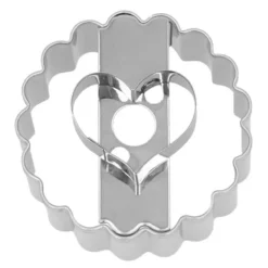 Cookie Cutters pepperkakeform rund med hjerteutstikker 5 cm rustfritt stål