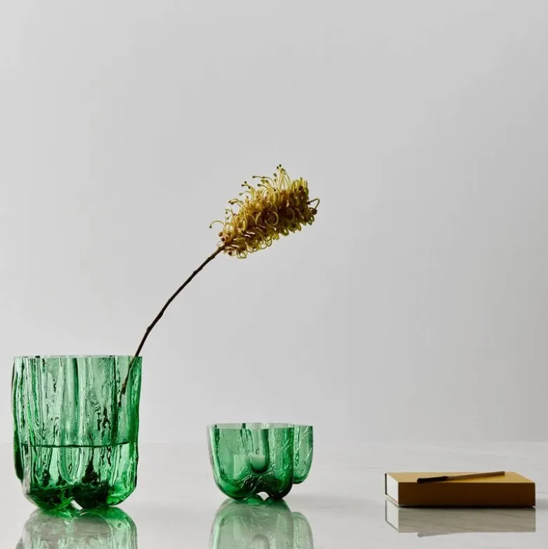 Crackle lyslykt 5,8 cm mørk grønn