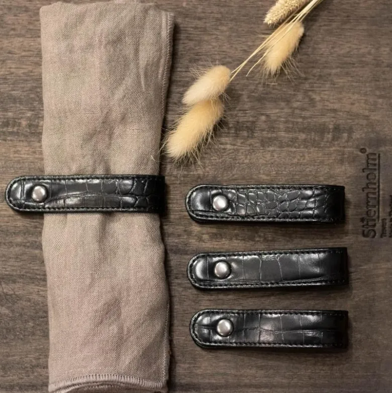 Croco serviettring 4 stk svart