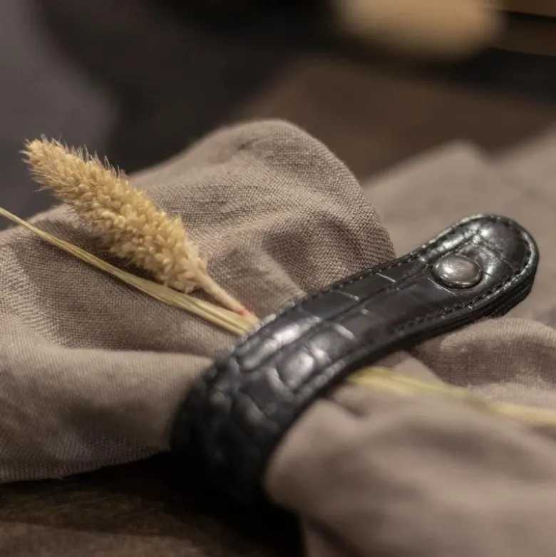 Croco serviettring 4 stk svart