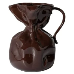 Crumple vase 26 cm brun