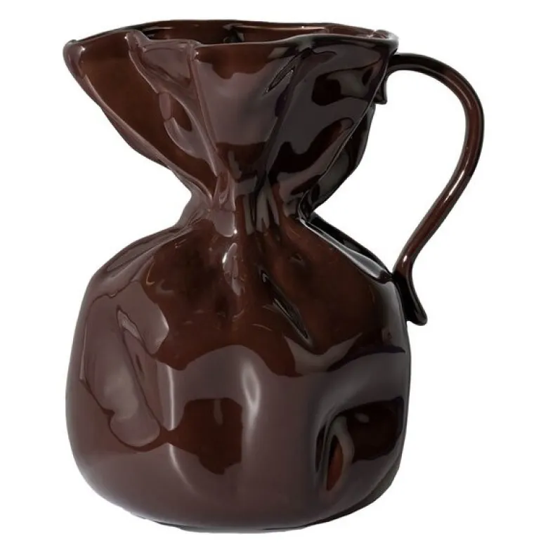 Crumple vase 26 cm brun