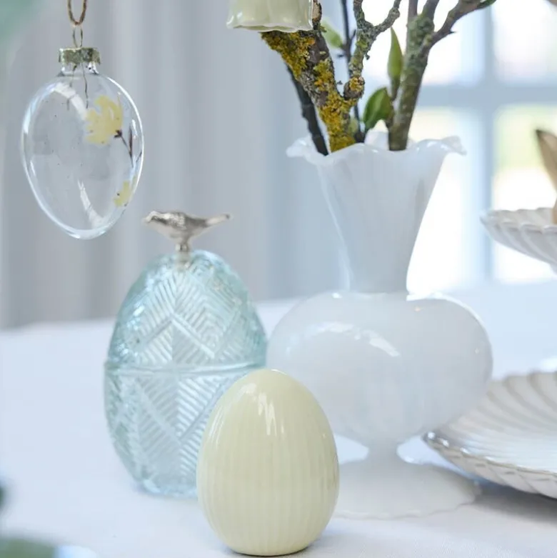 Delinne dekorasjon egg 7,7 cm gul