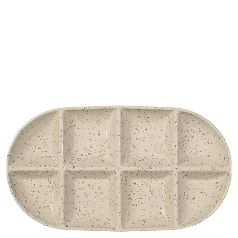 Ditte serveringsfat 36x20x3,5 cm beige/burgunder