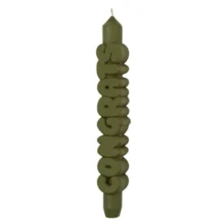 3D kronelys 23 cm CONGRATS olivengrønn