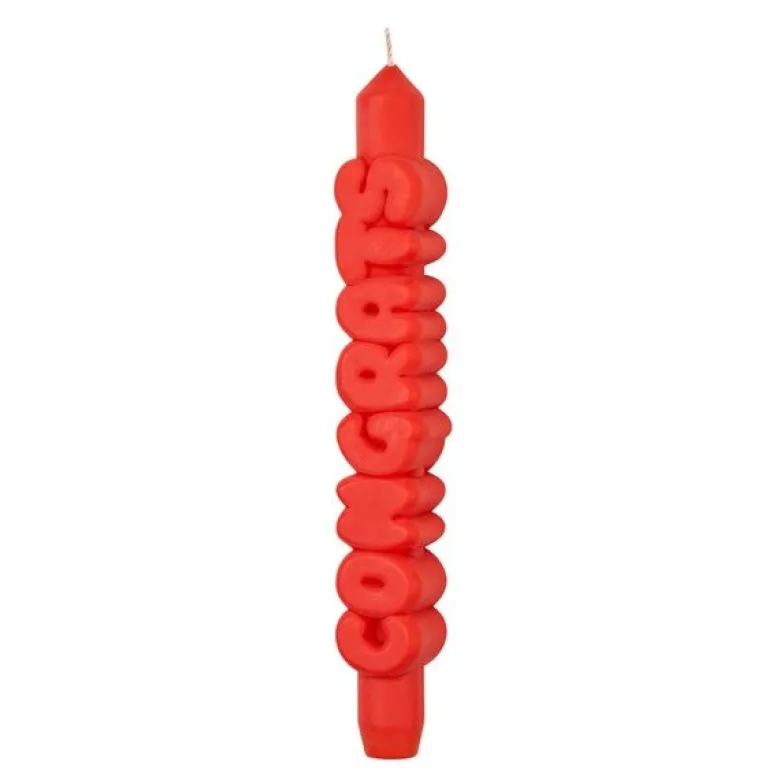 3D kronelys 23 cm CONGRATS oransje