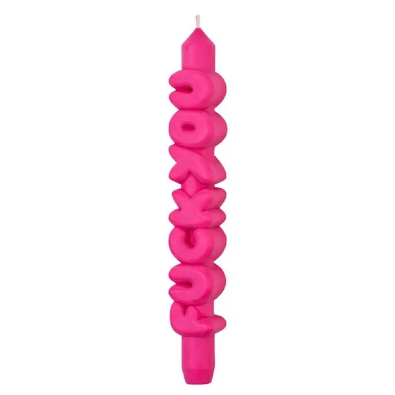 3D kronelys 23 cm F*CK YOU rosa
