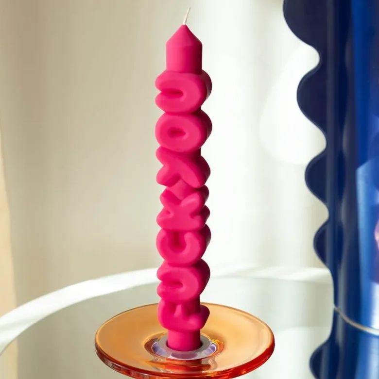 3D kronelys 23 cm F*CK YOU rosa