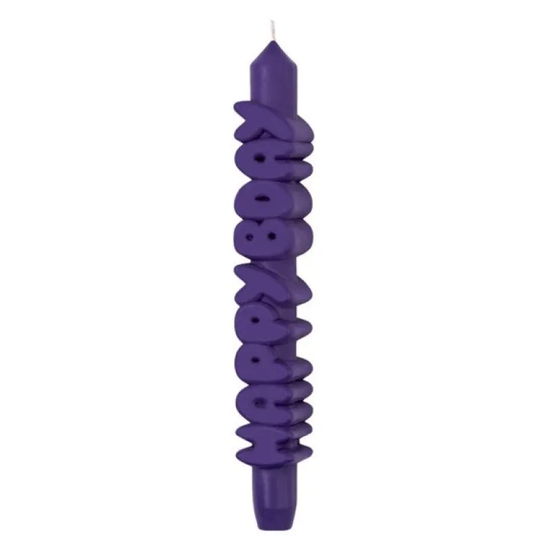 3D kronelys 23 cm HAPPY BDAY indigo