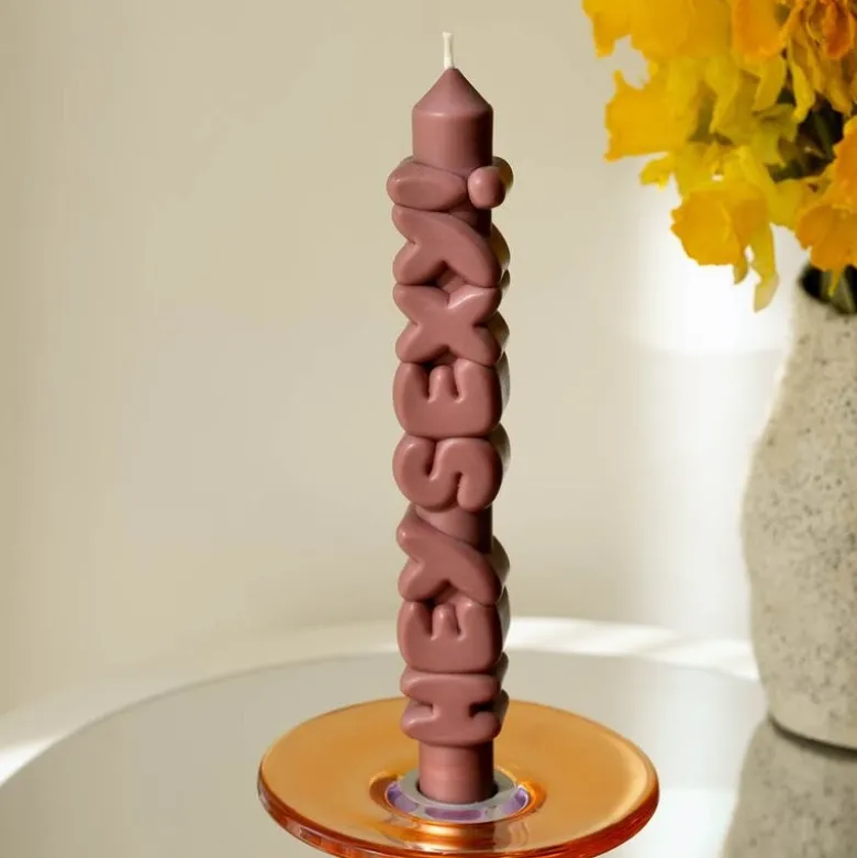 3D kronelys 23 cm HEY SEXY! mocha