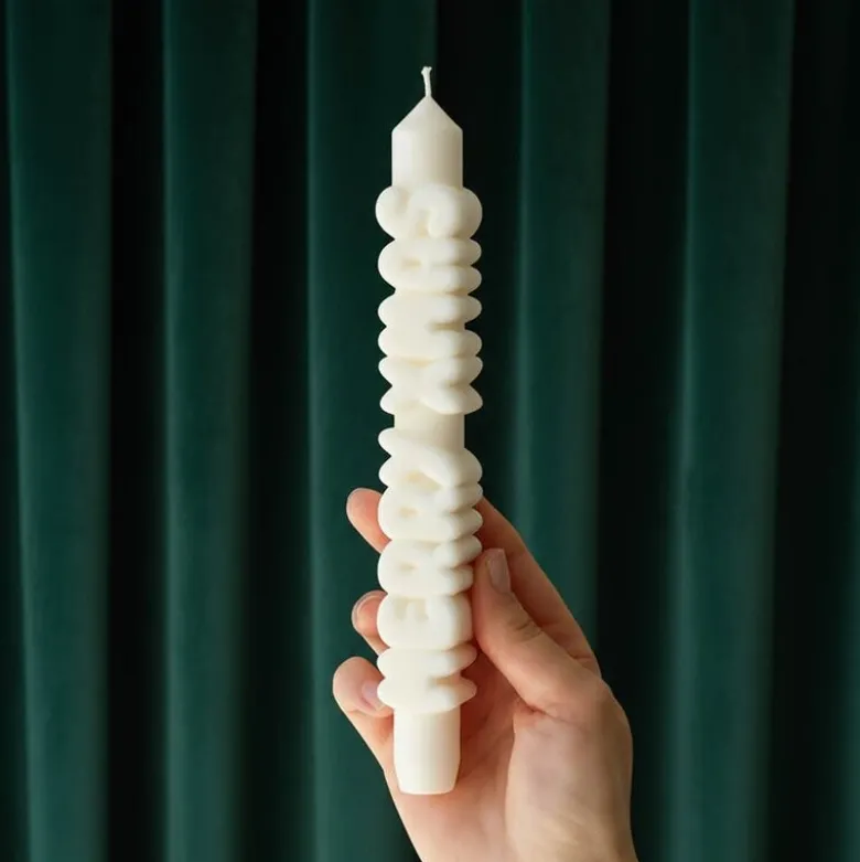 3D kronelys 23 cm MERRY XMAS hvit
